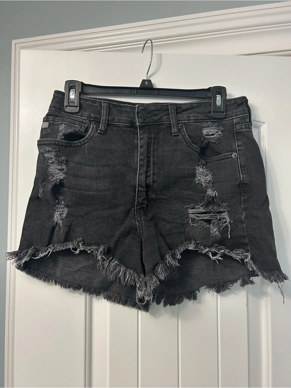 Black Distressed Denim Shorts